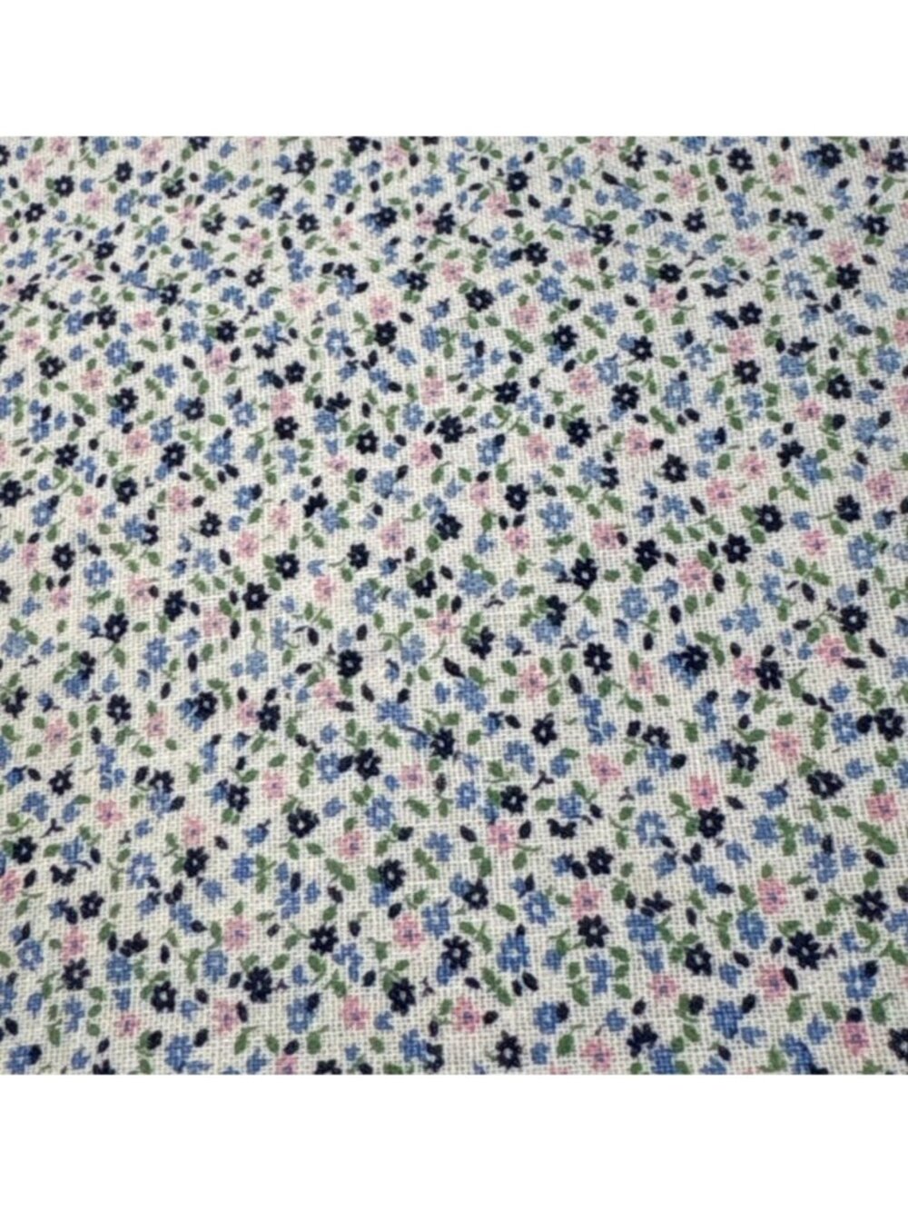 22x35 Vintage Cotton Floral Quilting Fabric Small Blue Pink Flowers Pattern